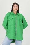 Neşeli butik kadın kapitone işlemeli owersize regular ceket gömlek NB10055