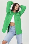 Neşeli butik kadın kapitone işlemeli owersize regular ceket gömlek NB10055