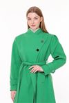 Neşeli butik kadın midi oversize yün kaşe kaban NBPLTN03 - Benetton Yeşili