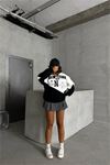 Neşeli butik kadın siyah fermuarlı New york sweat NBG050