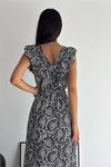 Neşeli butik kadın yazlık V-yaka desenli viskon elbise KKLF20