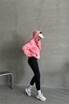 Neşeli butik kadın pembe kapuşonlu içi pamuklu sweat NBG030