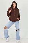 Neşeli butik kadın kapüşonlu cep ve fermuar detaylı sweatshirt FVR003