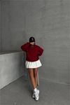 Neşeli butik kadın bordo bisiklet yaka pamuklu sweat NBG031