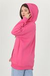 Neşeli butik kadın kapüşonlu kanguru cepli üç iplik sweatshirt FVR002