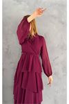 Neşeli butik kadın astarlı eteği kat kat şifon elbise NBKKLF2041