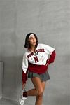 Neşeli butik kadın bordo fermuarlı New york sweat NBG050