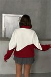 Neşeli butik kadın bordo fermuarlı New york sweat NBG050