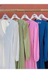 Neşeli butik kadın v yaka astarlı muslin elbise NBDM6022