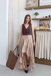 Neşeli butik kadın müslin kumaş asimetrik etek NBNP011