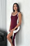 Neşeli butik kadın siyah şerit detaylı spor elbise NBTG105