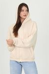Neşeli butik kadın kapüşonlu cep ve fermuar detaylı sweatshirt FVR003